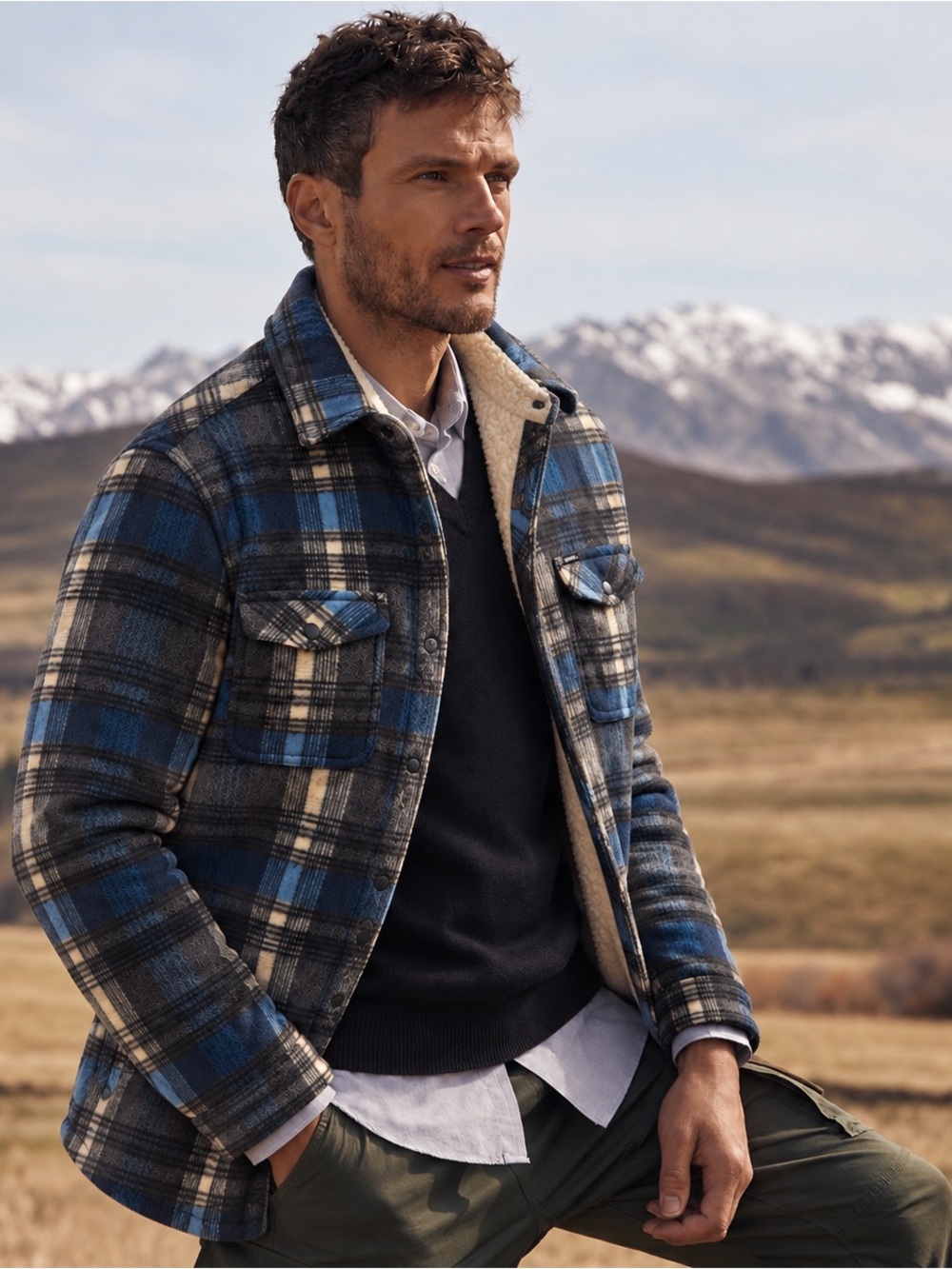 O’NEILL SUPERFLEECE SHERPA-LINED PLAID STANDARD FIT SHIRT JACKET SHACKET SMALL